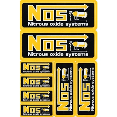 Afbeelding van NOS N.O.S. gele sticker Tuning Racing Sheet Formaat: 27 x 18 cm voor auto of motor