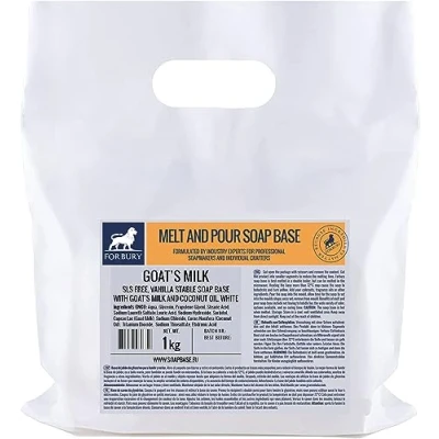 Afbeelding van 1 kg Glycerine Zeepbasis met geitenmelk, wit zonder SLS (smelten en gieten)