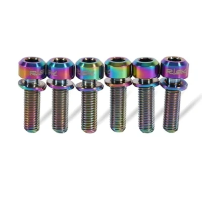 Afbeelding van Fietsstangbouten, schroeven van titaniumlegering, M5 X 18 mm, met ringen voor fietsstang mountainbike (6 stuks) (regenboog)