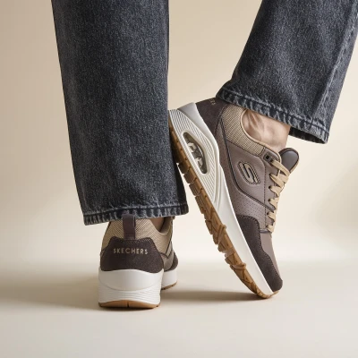 Afbeelding van Skechers Uno Retro One Sneakers bruin Suede Heren Maat 41