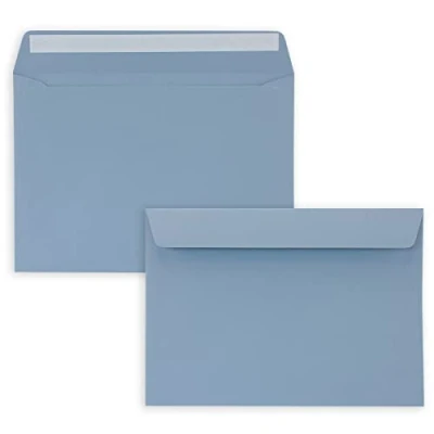 Afbeelding van enveloppen, 100 x DIN C5 grijsblauw (blauw), 16,2 22,9 cm, zelfklevend, elegante enveloppen voor grote uitnodigingen en kaarten verjaardag of bruiloft