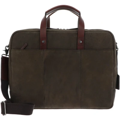 Afbeelding van LEONHARD HEYDEN Leren Business tas met laptopvak Hudson Zip Briefcase 2 Compartment Brown Donkerbruin