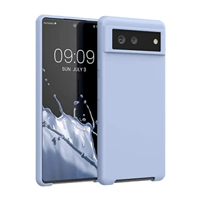 Afbeelding van kwmobile telefoonhoesje geschikt voor Google Pixel 6 Hoesje met siliconen coating Smartphone case in mat lichtblauw