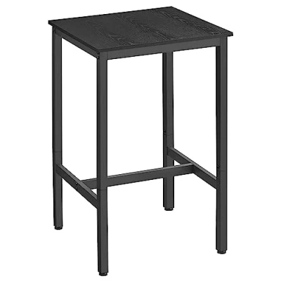 Afbeelding van VASAGLE Hoge tafel, vierkante bartafel, stalen frame, eenvoudige montage, voor keuken, woonkamer, industriële stijl, ebbenhoutzwart en zwart, 60 x 92 cm, LBT025B56