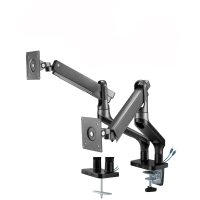 Afbeelding van Bureaubeugel monitorarm HL22 2 voor monitoren 17 32 inch, interactief USB poorten, zwart