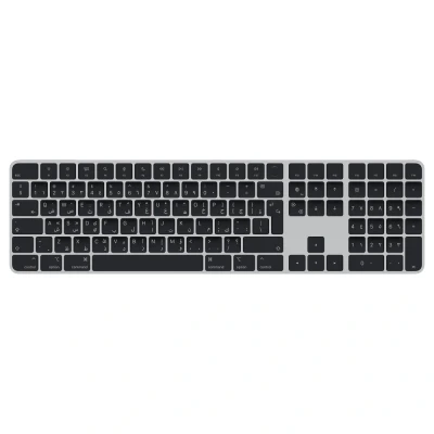 Afbeelding van Apple Magic Keyboard met Touch ID en numeriek toetsenblok: Bluetooth, oplaadbaar. Werkt andere Mac computers silicon; Arabisch, Zwarte toetsen