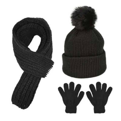 Afbeelding van XNIVUIS 3 delige set voor kinderen de winter, warme beanie, sjaal, muts, handschoenen en van muts gebreide kinderen, stuks.,