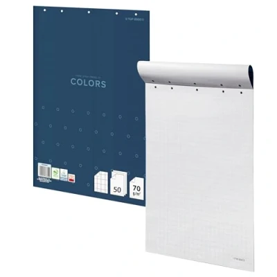 Afbeelding van Top 2000 Flipchart papierblok/flipchartblok/flipover papier 64 x 90 cm, geruit, 50 vellen per blok, 70 g/m², 1 stuk, wit