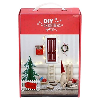 Afbeelding van Creotime Diy Christmas Kabouter Deur Houten Knutselset Blank