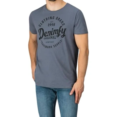 Afbeelding van DENIMFY Heren T shirt, DFNuri , katoen, regular fit, ronde hals, korte mouwen, zomer, logoprint, zwart, grijs, blauw, groen, rood, wit, marineblauw, maten S, M, L, XL, XXL, 3XL, 4XL, 5XL, L