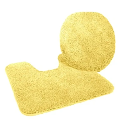 Afbeelding van Kinzler J 10052/06 microvezel badmatset 2 delig = WC dekselovertrek 47x50 cm + mat met uitsparing 50x55 cm, geel