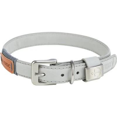 Afbeelding van Trixie Be Nordic Leren halsband Lichtgrijs L XL