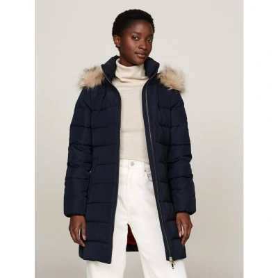 Afbeelding van Tommy Hilfiger Dames HERITAGE DOWN TYRA JAS MET FUR WW0WW43234 Pufferjas, Desert Sky, L, Blauw (Woestijnhemel), L