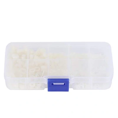 Afbeelding van M2 M2.5 M3 M4 M5 Schroefmoeren Set, 270 STKS Nylon Schroefmoer Wasmachine Assortiment voor Bevestigingsmiddelen (Wit)