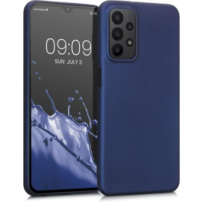 Afbeelding van kwmobile telefoonhoesje geschikt voor Samsung Galaxy A23 4G / 5G Hoesje smartphone Back cover in metallic blauw