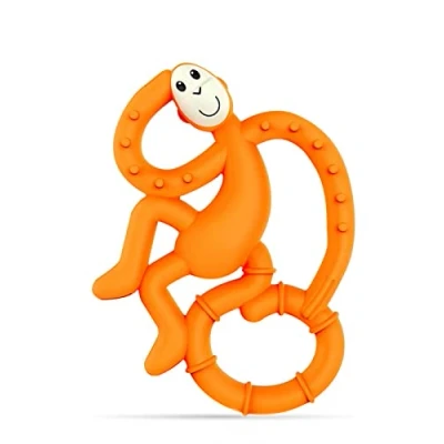 Afbeelding van Matchstick Monkey, Antimicrobiële siliconen bijtring, gemakkelijk vast te pakken, BPA vrij, 3 maanden oud+, 10 cm, oranje mini aap