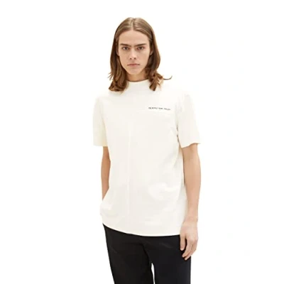 Afbeelding van TOM Tailor Denim MIT ZIERNÄHTEN Tshirt print, Heren, Maat: Medium, Wool white