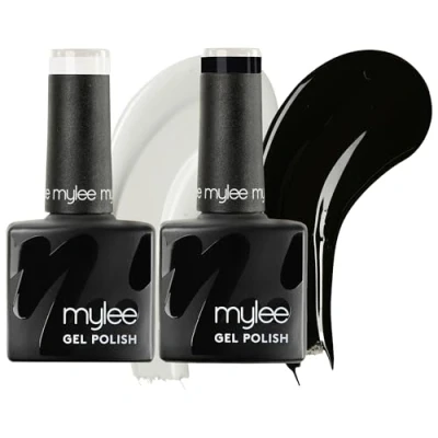 Afbeelding van Mylee Gel Nagellak Set Zwart &amp; Wit 2x8ml [Cruella] UV/LED Soak Off Nail Art, Manicure en Pedicure, Professioneel Thuisgebruik, Langdurig, Vegan Cruelty Free