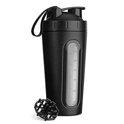 Afbeelding van Navaris proteïne shaker Shakebeker van roestvrij staal Beker voor proteïneshakes 750 ml Eiwitshaker Inclusief ball