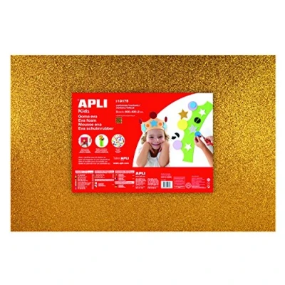Afbeelding van Apli Kids EVA Foam vellen 60 x 40 cm Glitter metallic goud 3 vel