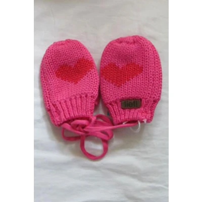 Afbeelding van Lief! wantjes fuchsia roze met rood hart, maat L