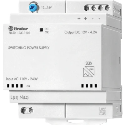 Afbeelding van Finder 78.50.1.230.1202 Hutschienen home charger (DIN Rail) 12 V/DC 4.6A 50W Inhalt 1 pc(s)