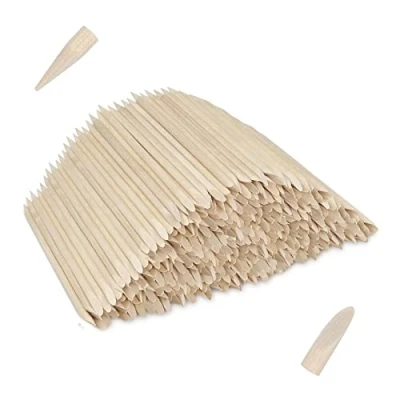 Afbeelding van 400 stuks oranje houten staafjes dubbelzijdig nagelriemduwer, nagelriemstokje, manicure staafjes, nagelriemstokjes van hout voor &amp; pedicure 11,5cm