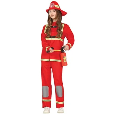 Afbeelding van Guirca Brandweer Kostuum Brandweerman Nee Tegen Vlammenzee Kind Rood Maat 176 Carnavalskleding Verkleedkleding