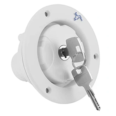 Afbeelding van RV Afsluitbaar 80 mm waterstop, waterdicht, inlaat tankvulling met 2 sleutels, geschikt voor 38 waterleidingen, 30 40 deurplaat camper, aanhanger, caravan, boot