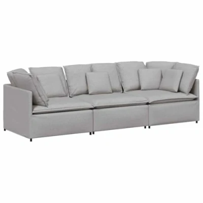 Afbeelding van vidaXL Modulaire bank met kussens stof wolk grijs