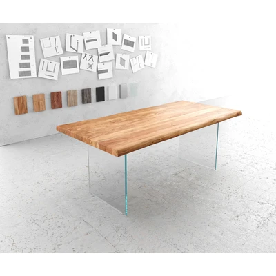 Afbeelding van DELIFE Eettafel Edge 200x100 XL acacia natuur verre Live