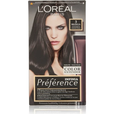 Afbeelding van 3x L&#039;Oréal Préférence Permanente Haarkleuring 3.0 Donkerbruin
