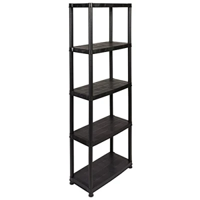 Afbeelding van Kreher Kunststof rek, rek met vijf solide planken, belastbaar tot 25 kg per plank. Afmetingen 61 x 30,5 170 cm. TÜV GS