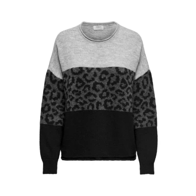 Afbeelding van Only Onljade Animal Ls O Neck Knt Noos 15294969 Midden Grijs Dames The Stone