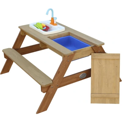 Afbeelding van Axi Zand En Waterpicknicktafel Emily Met Speelkeuken Bruin