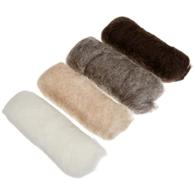 Afbeelding van Rayher Hobby viltwol, 100% pure scheerwol, gemêleerd, vlies, 4 kleuren à 25 g, viltwol 100 bruintinten, wol voor vilten, sprookjeswol, 5363300, bruin