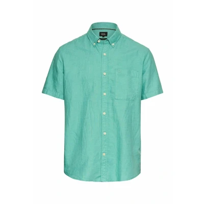 Afbeelding van camel active Korte mouwen overhemd van een katoen linnenmix Maat menswear M Groen