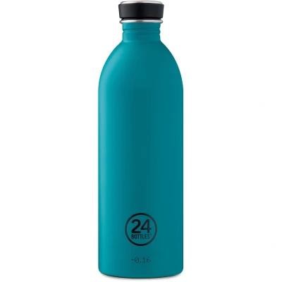 Afbeelding van Waterfles Blauw Stone Atlantic Bay 1 Liter RVS 24Bottles Earth Collection 10 X 8 25,5 Cm