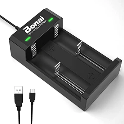Afbeelding van BONAI Batterij Oplader, Universele Batterijladers LED Acculader voor NI MH CD AA AAA SC C D Lithium ion Oplaadbare Batterijen en 26650 22650 18650 18490 18350 17670 17500 16340 (RCR123) 14500 Li