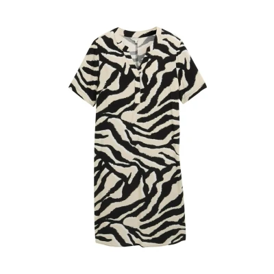 Afbeelding van TOM Tailor PLUS SIZE MIDI Jurk, Dames, Maat: 46, Abstract beige zebra