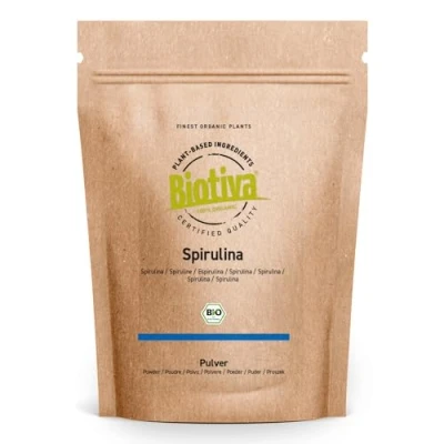 Afbeelding van Biotiva Spirulina poeder Bio 500g Algenpoeder gevuld en gecontroleerd in Duitsland (DE Öko 005)