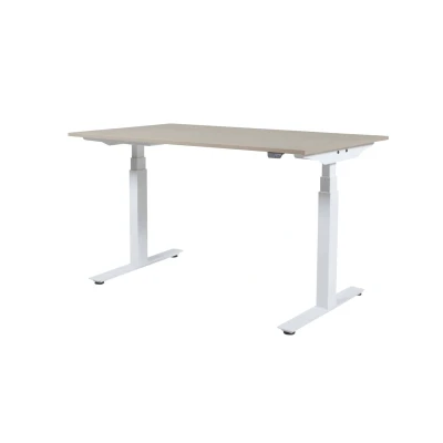 Afbeelding van Lectro Plus bureau, zit sta (64 130cm) hoogte verstelbaar dmv elektromotoren met 160x80cm havana/ kersen licht 25mm blad en aluminium (RAL9006) frame