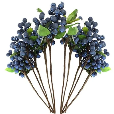Afbeelding van Marooma Kunstmatige Bosbes Fruit, 10 Stks Blauwe Kunstbloemen Californië Bessen Fruit Nep Zijde Bloemen Hulst voor Thuis Bruiloft Party Decor