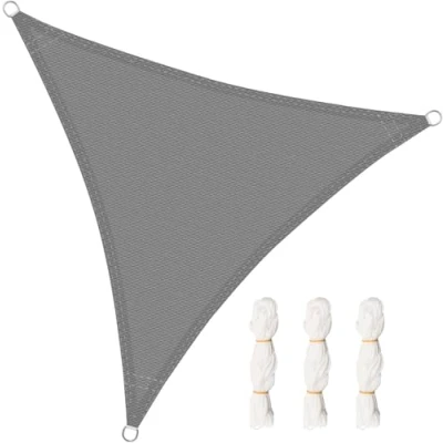 Afbeelding van WOLTU Schaduw Zeil Zonnescherm Ademend HDPE Tuinluifel voor Buiten Tuin Terras UV Blok Driehoek, 3,6x3,6x3,6m, Grijs, GZS1188gr10