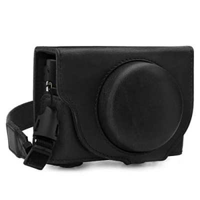 Afbeelding van MegaGear MG1730 Ever Ready leren cameratas met draagriem compatibel Sony Cyber Shot DSC RX100 VII zwart