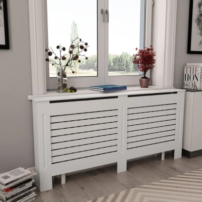 Afbeelding van Radiatorombouwen 2 st 172x19x81,5 cm MDF wit