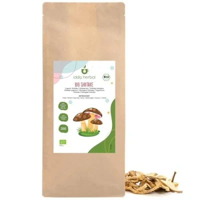 Afbeelding van Bio shiitake Paddenstoelen gedroogd (200 g), gedroogde paddenstoelen, uit biologische teelt, 100% natuurlijk en zuiver, veganistisch