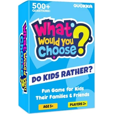 Afbeelding van Wat zou jij kiezen? Wilt u liever Kaartspel voor kinderen en familie Grappige vragen Bordspellen vanaf 4, 5, 6 jaar familiespellen 6, 8 tot volwassenen Duitse versie