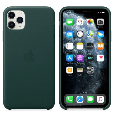 Afbeelding van Origineel Apple iPhone 11 Pro Max Hoesje Echt leder Hardcase/Backcover Groen Telefoonhoesje