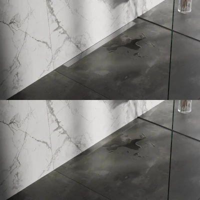 Afbeelding van Brauer Douchegoot 90x7. 5cm muurflens tegelinlegrooster omkeerbaar RVS geborsteld